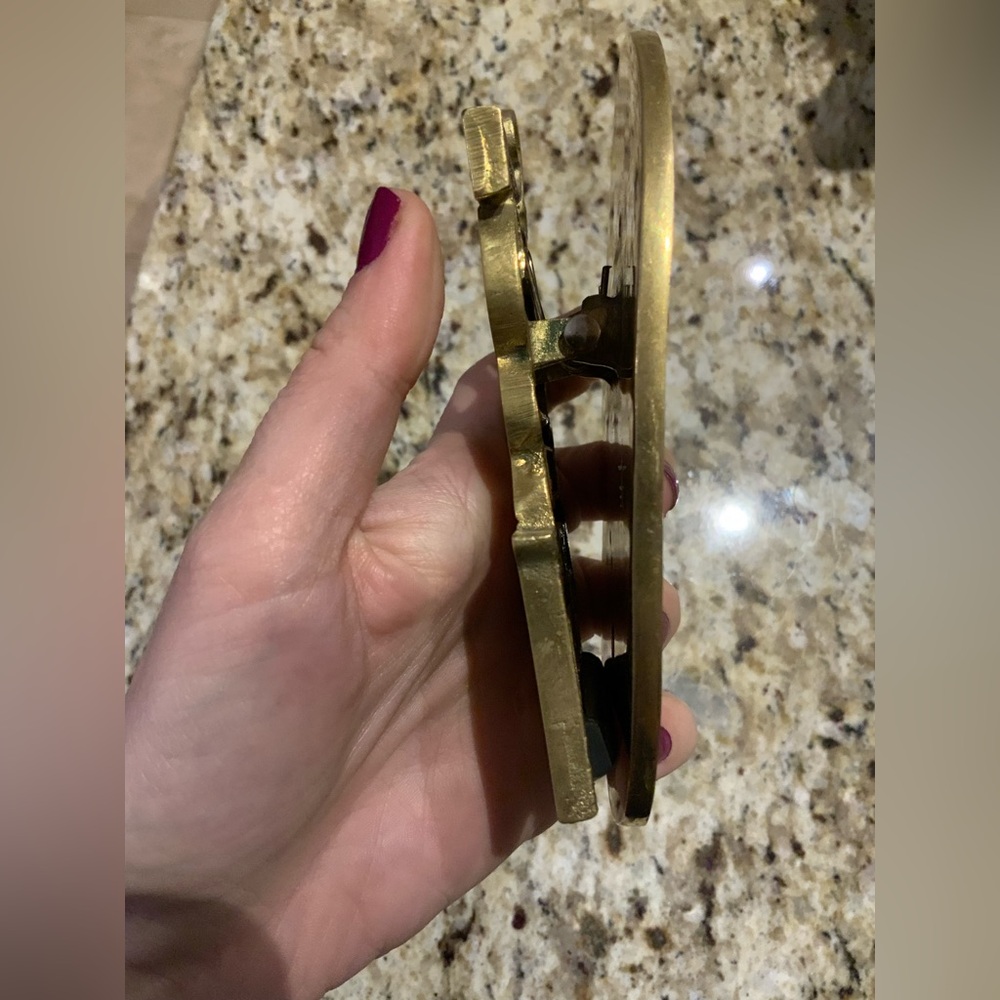 Vintage Mid Century Brass Later Paperweight Desk Organizer Clip Letter Holder - Picture 7 of 15